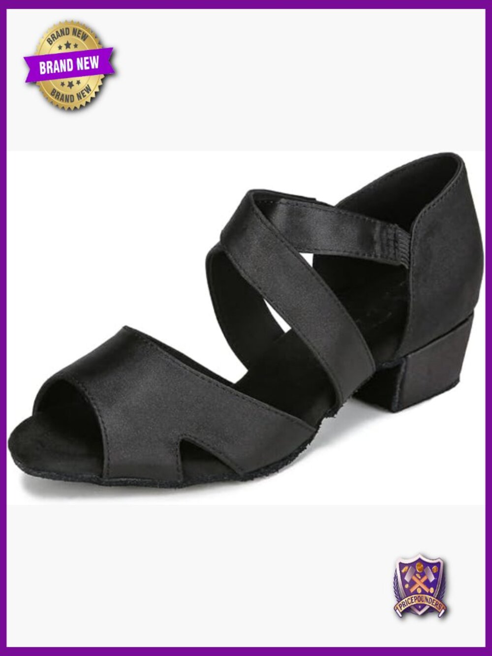 Swing Latin Ballroom Dance Shoes Suede Sole Elastic Closure 1.5" Heel